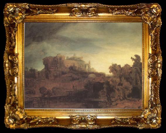 framed  Rembrandt Peale Landscape with a Castle (mk05), ta009-2